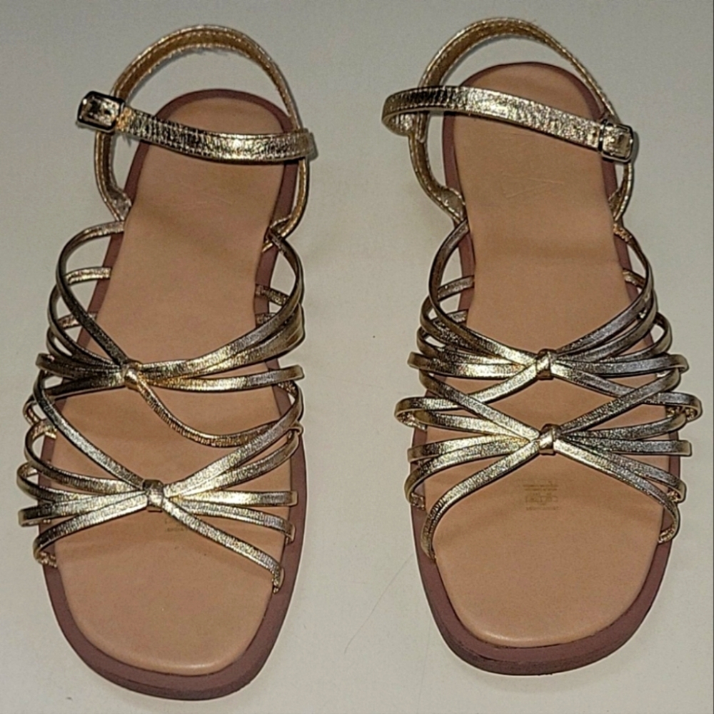 ZARA GOLD Strappy Knot Sandals Size 7.5 - Picture 4 of 15